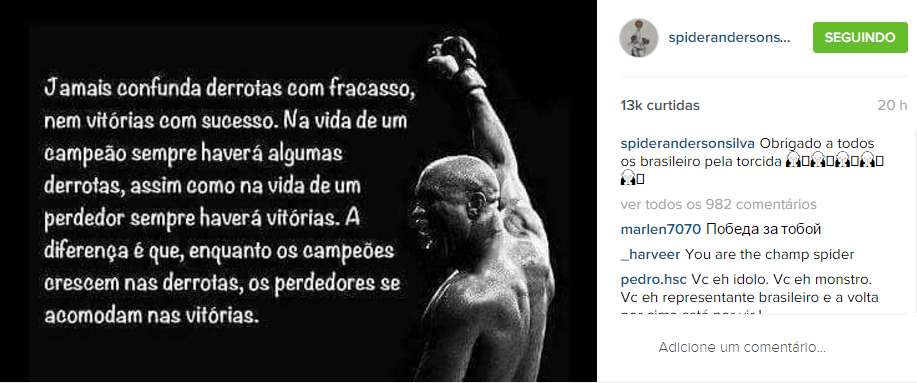 Lutador posta mensagem de agradecimento por apoio após derrota no UFC - Reprodução/Instagram
