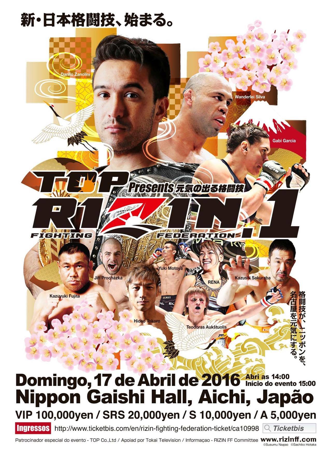 Rizin faz poster em português com Zanolini, Wand e Gabi Garcia - Divulgação